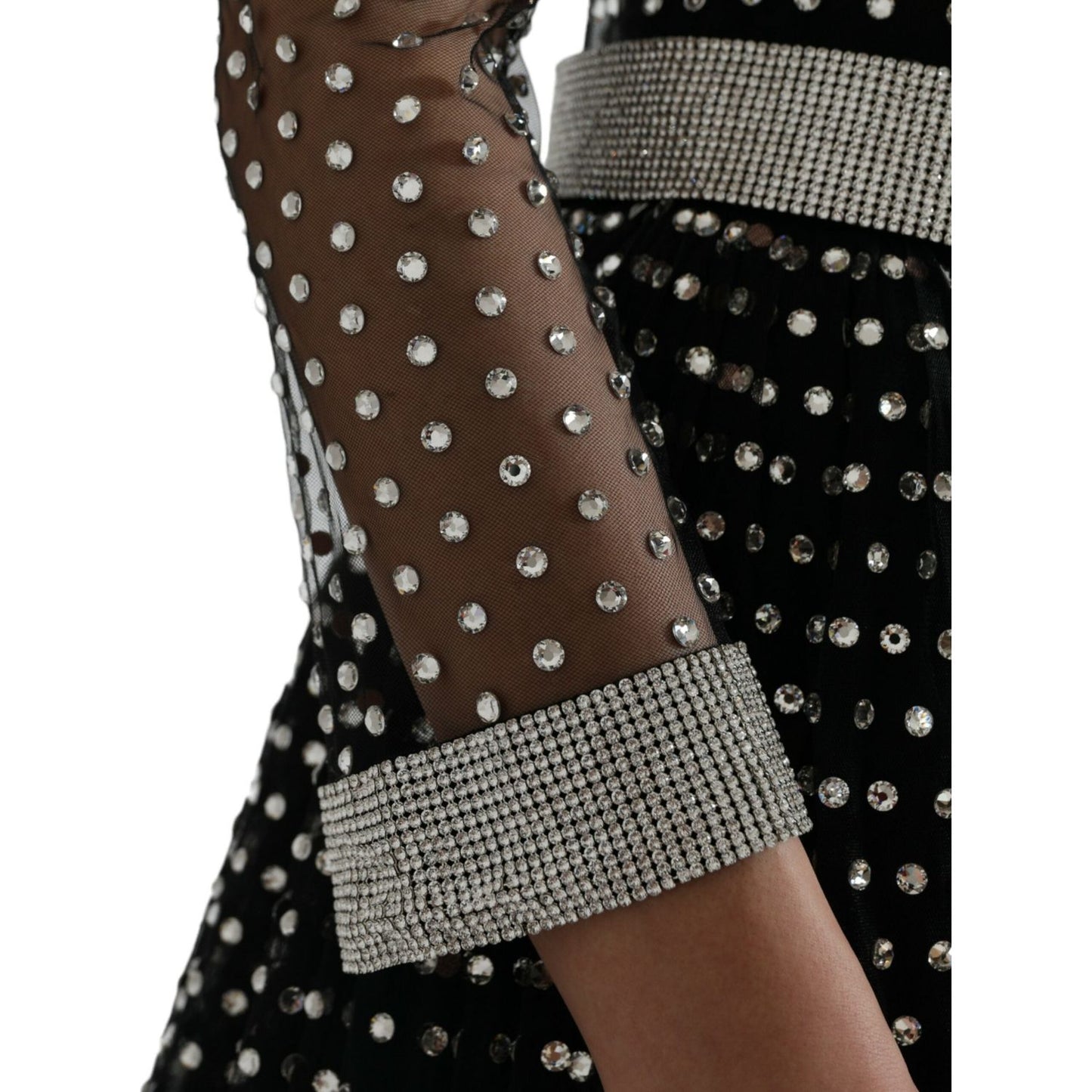 Dolce & Gabbana Black Crystal Embellished A-line Gown Dress DR281081-44