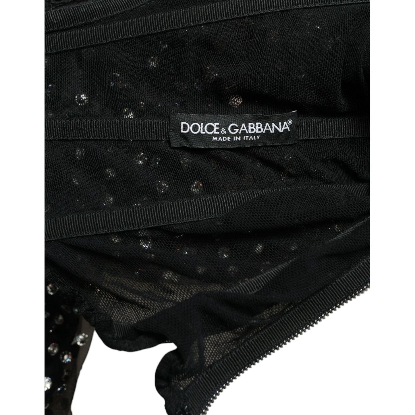 Dolce & Gabbana Black Crystal Embellished A-line Gown Dress DR281081-44