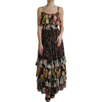 Dolce & Gabbana Multicolor Floral Chiffon Tiered Maxi Dress DR281071-40
