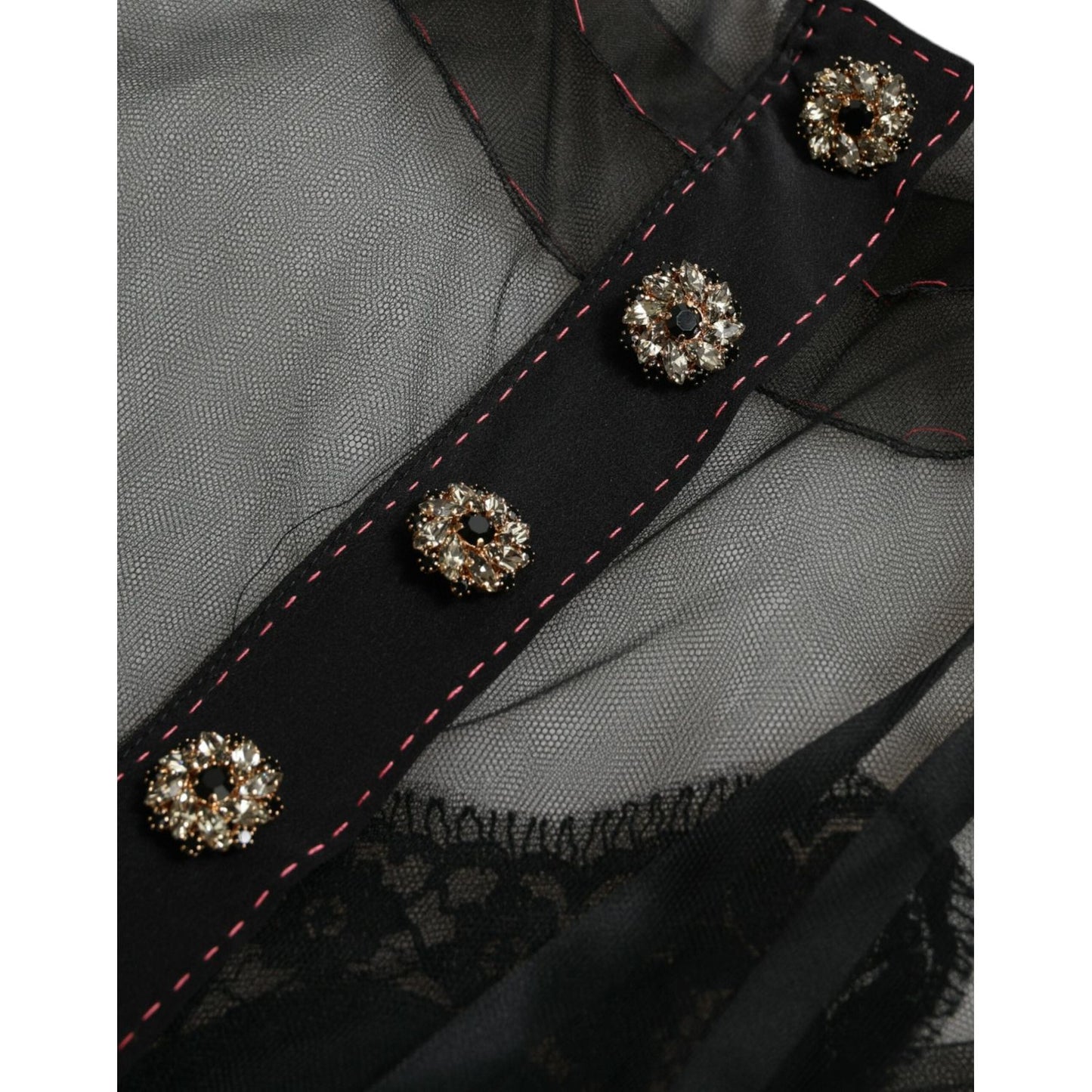 Dolce & Gabbana Black Floral Embroidery Mesh Tulle Gown Dress DR281079-40