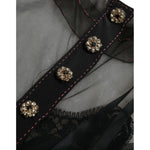 Dolce & Gabbana Black Floral Embroidery Mesh Tulle Gown Dress DR281079-40