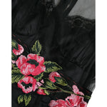 Dolce & Gabbana Black Floral Embroidery Mesh Tulle Gown Dress DR281079-40