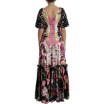 Dolce & Gabbana Multicolor Floral Print Silk Twill Gown Dress DR281099-40