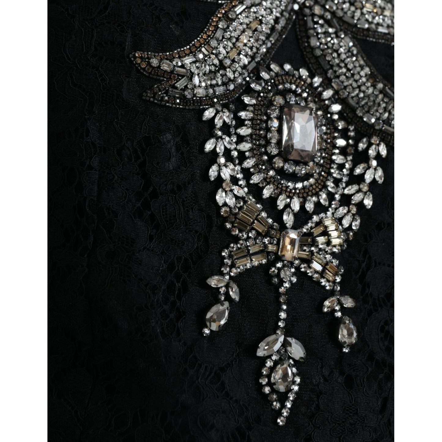 Dolce & Gabbana Black Lace Crystal Embellished Sheath Dress DR281121-36
