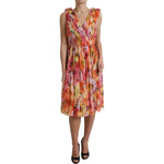 Dolce & Gabbana Multicolor Sunflower Print Silk Midi Dress DR28954-48