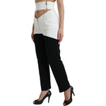 Dolce & Gabbana Black White Cotton Cut Out Waist Tapered Pants PAN74952-40