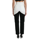 Dolce & Gabbana Black White Cotton Cut Out Waist Tapered Pants PAN74952-40