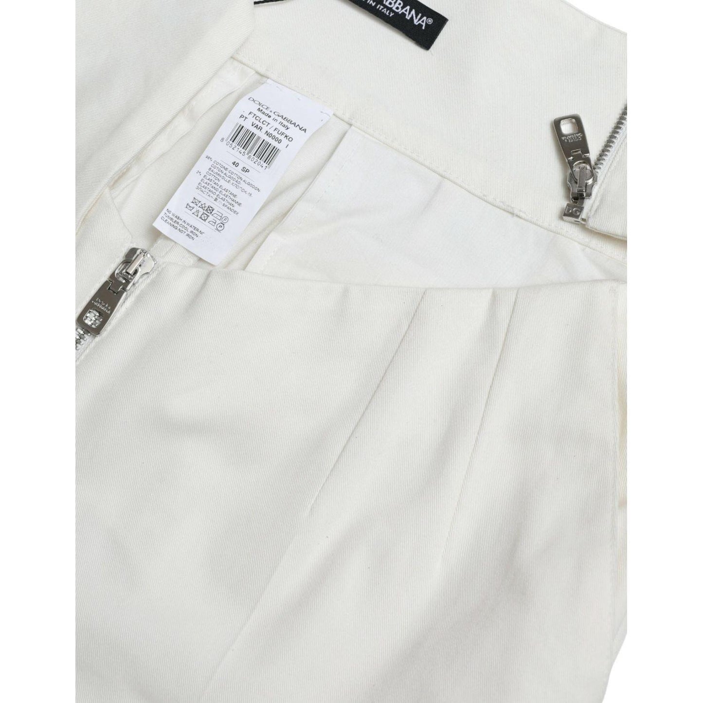Dolce & Gabbana Black White Cotton Cut Out Waist Tapered Pants PAN74952-40