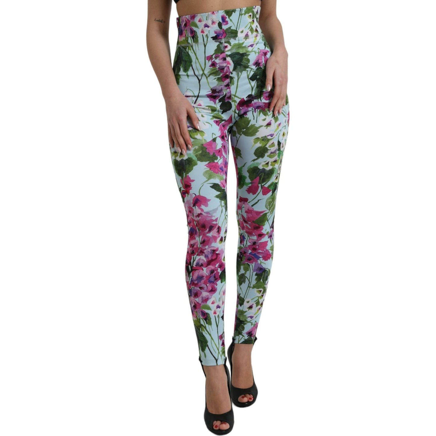 Dolce & Gabbana Multicolor Floral High Waist Leggings Pants PAN74992-40