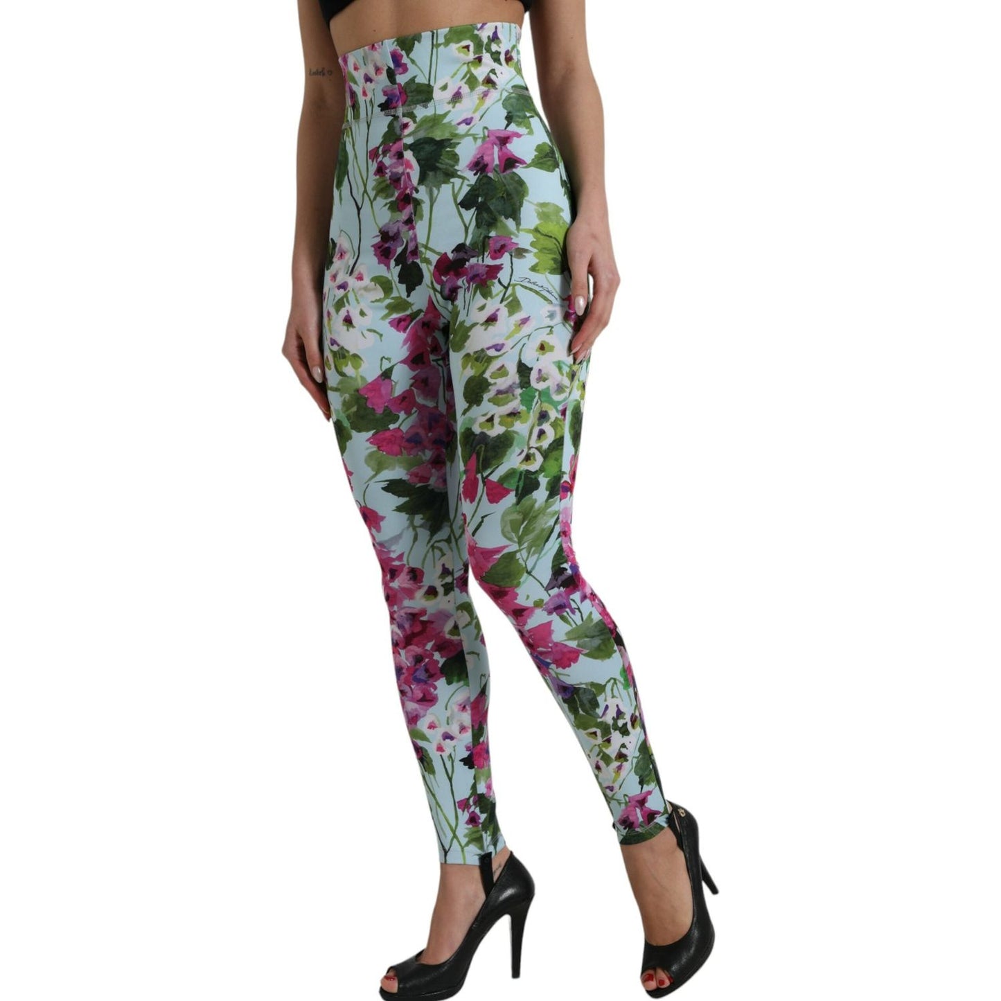 Dolce & Gabbana Multicolor Floral High Waist Leggings Pants PAN74992-40