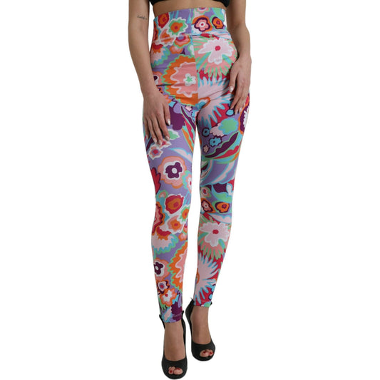Dolce & Gabbana Multicolor Floral High Waist Leggings Pants