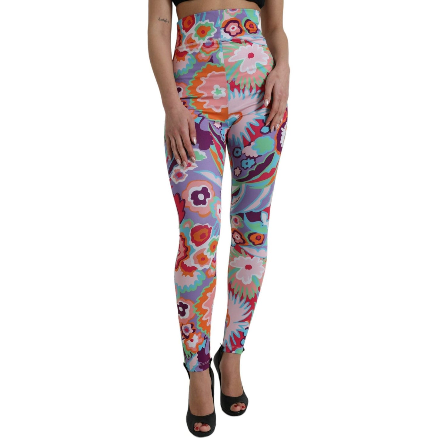 Dolce & Gabbana Multicolor Floral High Waist Leggings Pants PAN74995-40