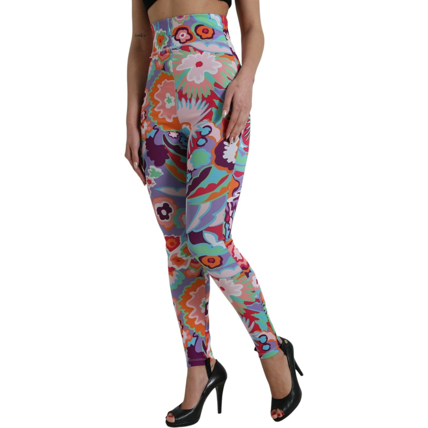 Dolce & Gabbana Multicolor Floral High Waist Leggings Pants PAN74995-40