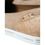 Dolce & Gabbana Beige Suede Caiman Men Loafers Slippers Shoes MV5418-39
