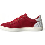 Dolce & Gabbana Red Suede Leather Men Low Top Sneakers Shoes MV5431-41