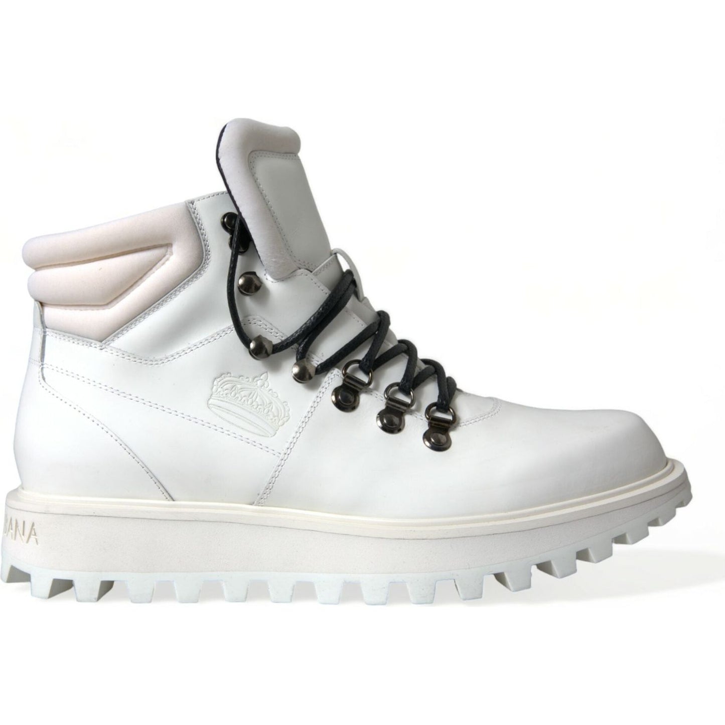 Dolce & Gabbana White Vulcano Trekking Ankle Boots Shoes