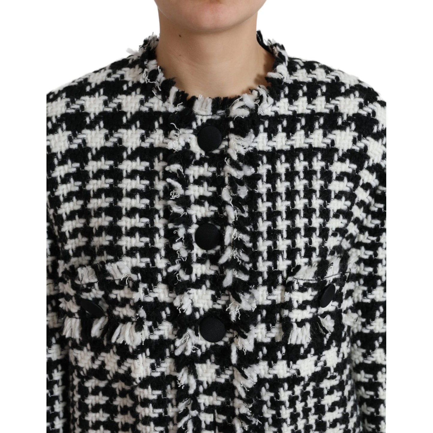 Dolce & Gabbana Black White Houndstooth Trench Coat Jacket JKT3697-40