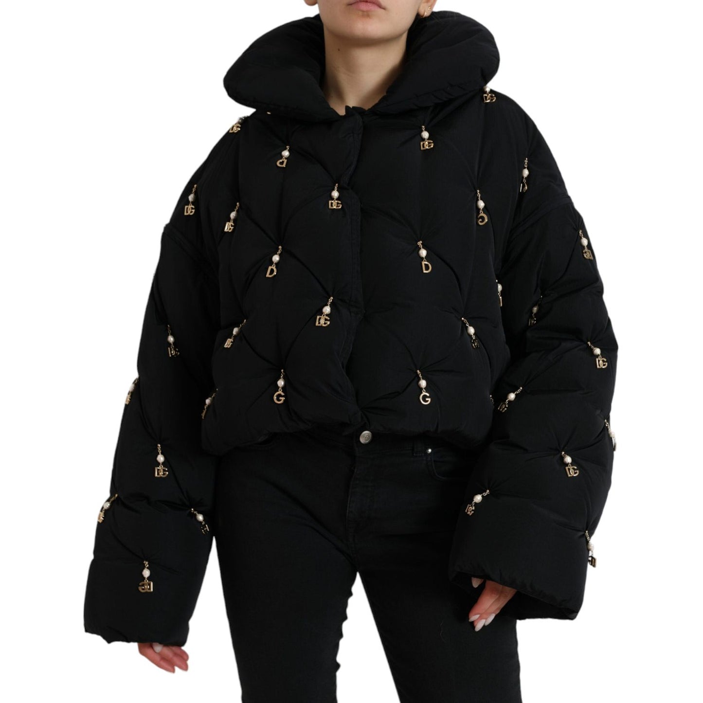 Dolce & Gabbana Black Embellished Quilted Shell Bomber Jacket JKT3711-42