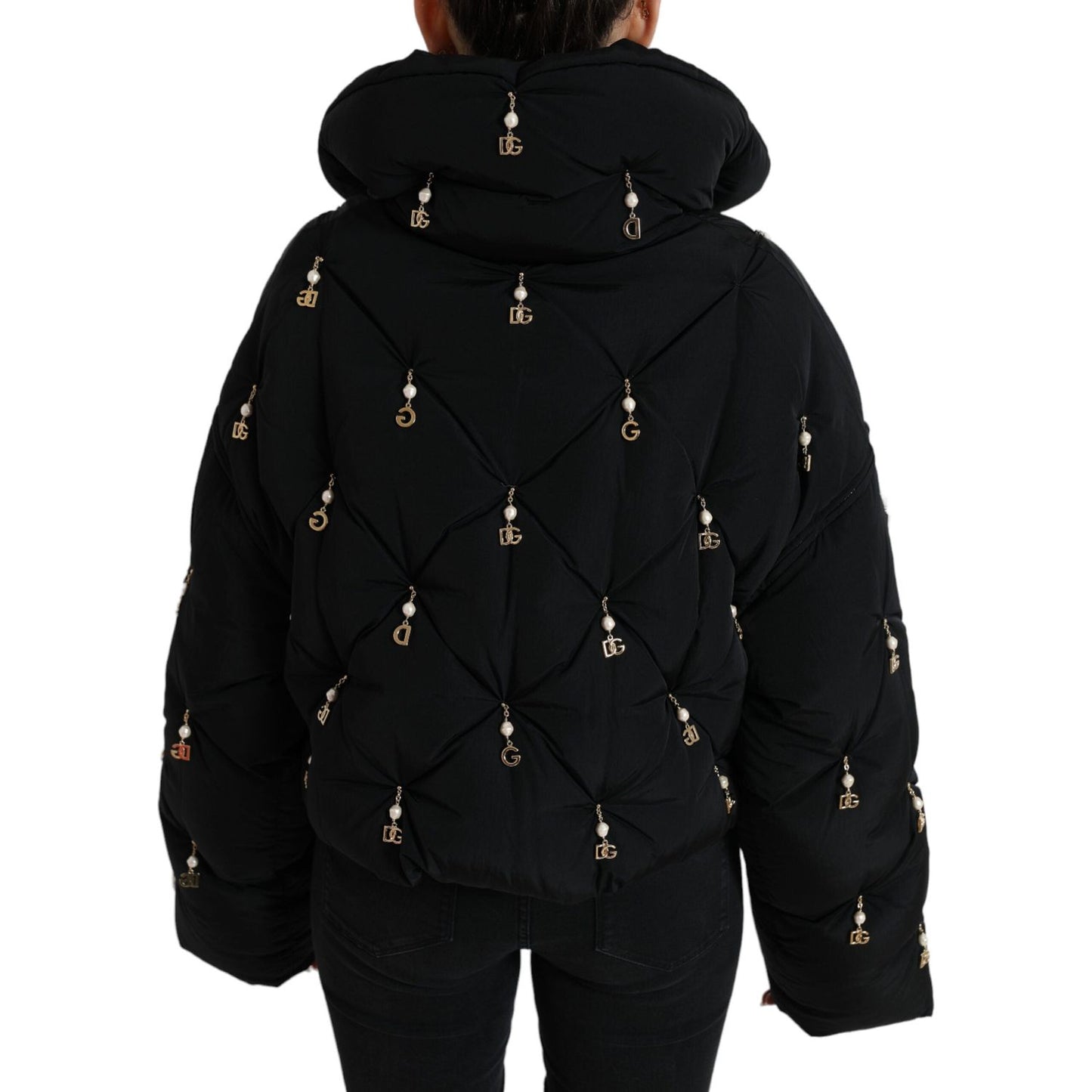 Dolce & Gabbana Black Embellished Quilted Shell Bomber Jacket JKT3711-42