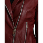 Dolce & Gabbana Bordeaux Leather Biker Coat Lambskin Jacket JKT3713-40