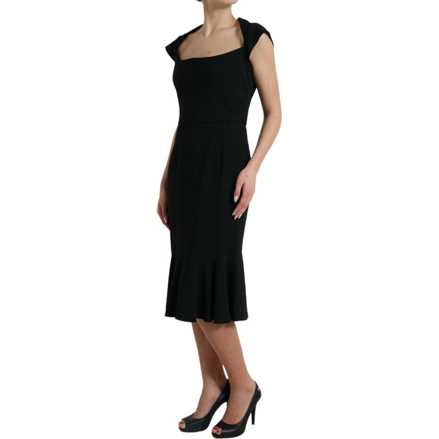 Dolce & Gabbana Black Cady Viscose Sleeveless Dress DR281055-46