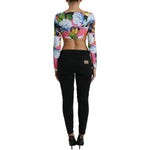 Dolce & Gabbana Multicolor Floral Long Sleeves Cropped Top TSH84275-40