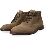 Dolce & Gabbana Brown Leather Lace Up Ankle Boots Shoes MV5391-41.5