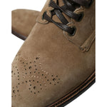 Dolce & Gabbana Brown Leather Lace Up Ankle Boots Shoes MV5391-41.5
