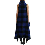 Dolce & Gabbana Black Blue Buffalo Check Poncho Coat Sweater TSH84219-40