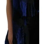 Dolce & Gabbana Black Blue Buffalo Check Poncho Coat Sweater TSH84219-40
