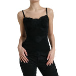 Dolce & Gabbana Black Silk Stretch Lace Sleeveless Tank Top TSH84278-40