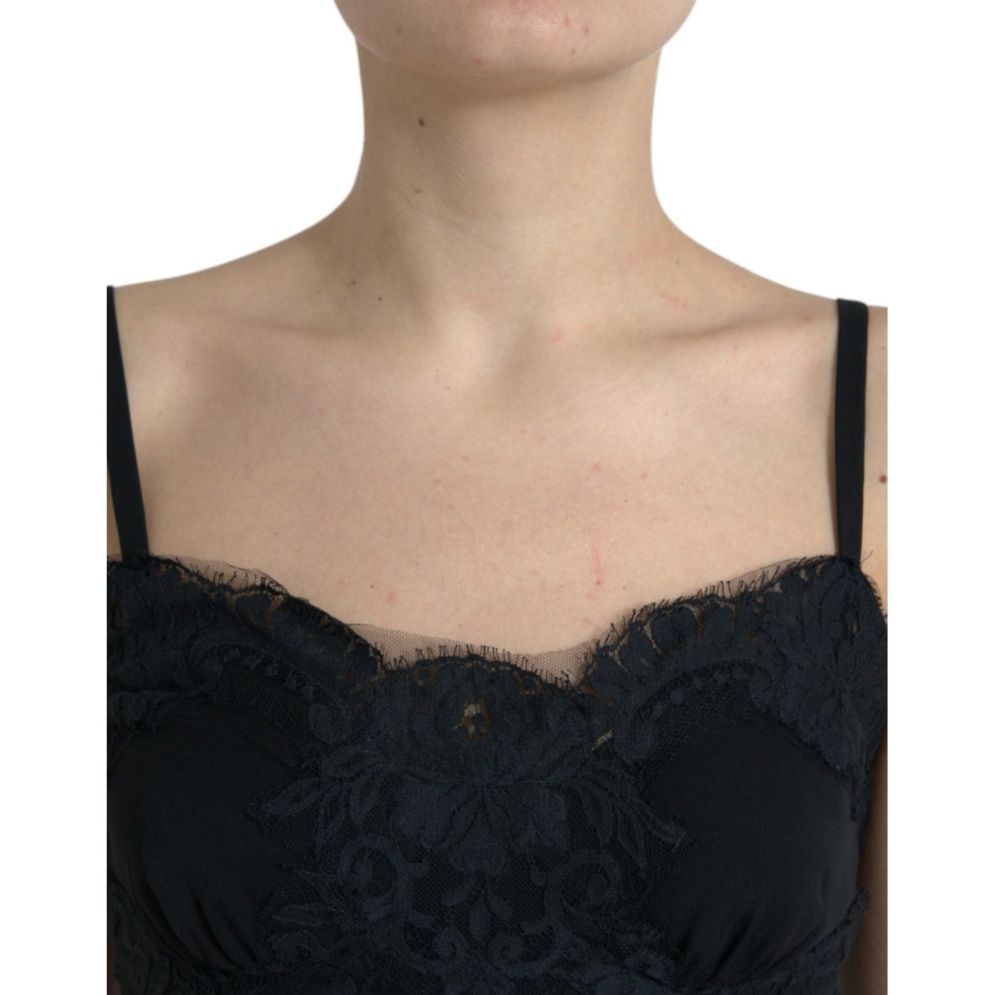 Dolce & Gabbana Black Silk Stretch Lace Sleeveless Tank Top TSH84278-40
