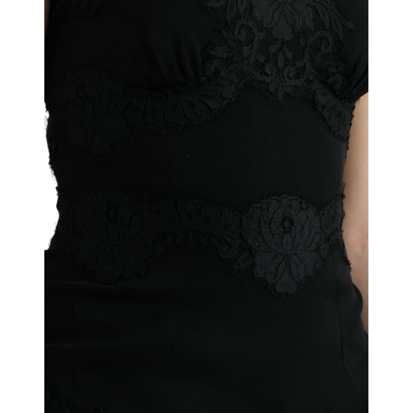Dolce & Gabbana Black Silk Stretch Lace Sleeveless Tank Top TSH84278-40