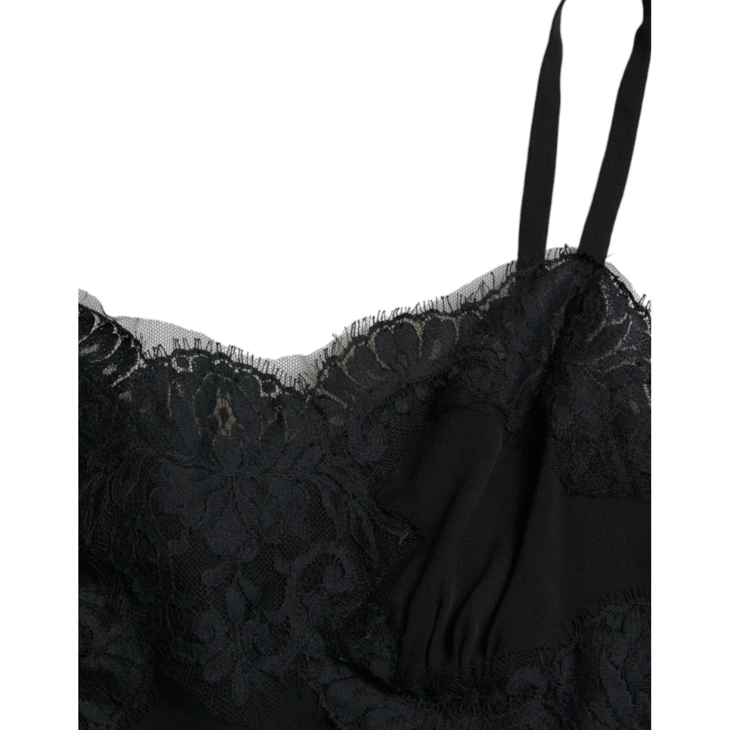 Dolce & Gabbana Black Silk Stretch Lace Sleeveless Tank Top TSH84278-40