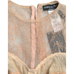 Dolce & Gabbana Beige Nylon Floral Lace Bustier Cropped Top TSH84280-40