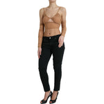 Dolce & Gabbana Brown Nylon Stretch Open Shoulder Cropped Top TSH84285-40
