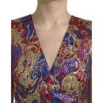 Dolce & Gabbana Multicolor Jacquard Button Waistcoat Vest Top TSH84289-40