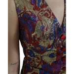 Dolce & Gabbana Multicolor Jacquard Button Waistcoat Vest Top TSH84289-40