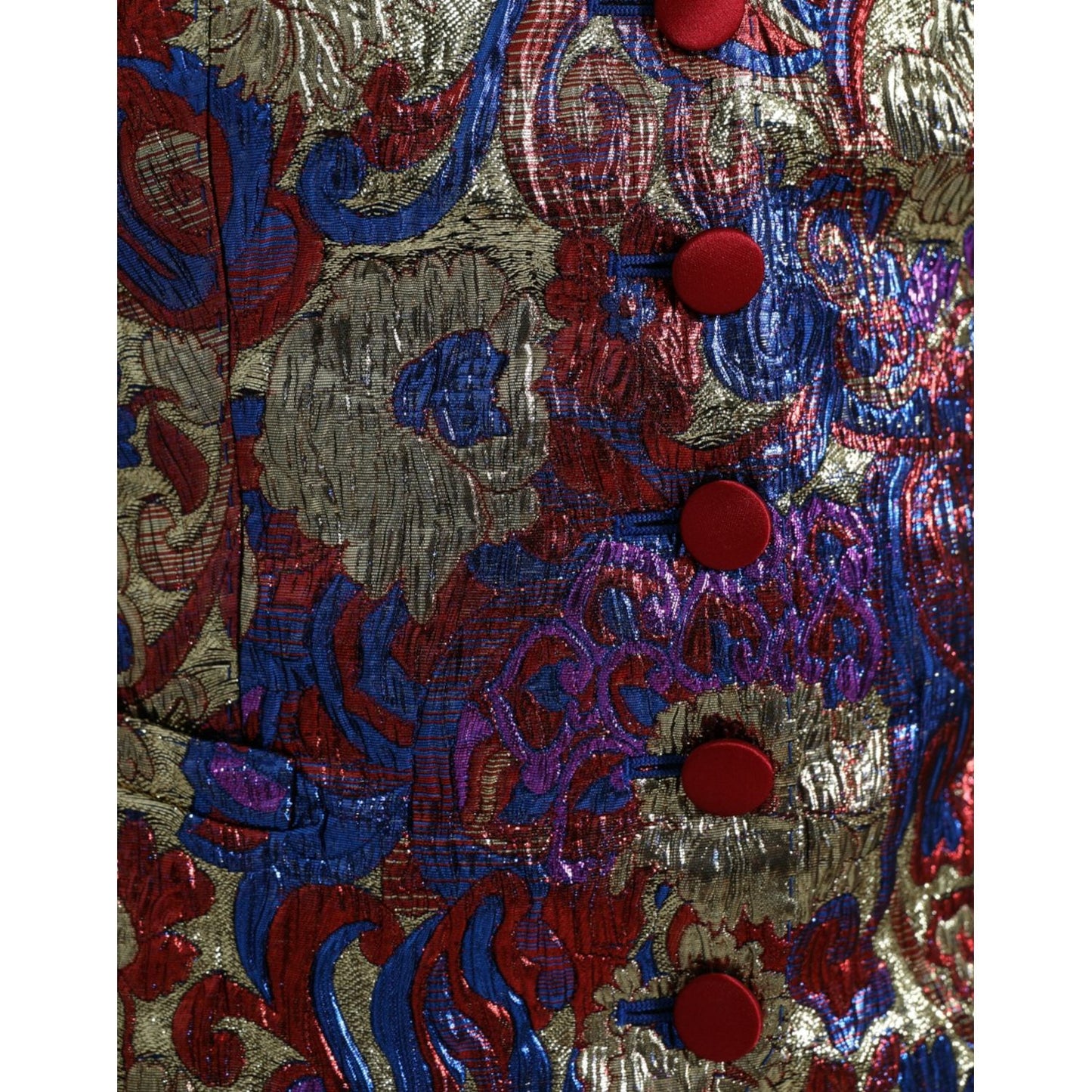 Dolce & Gabbana Multicolor Jacquard Button Waistcoat Vest Top TSH84289-40