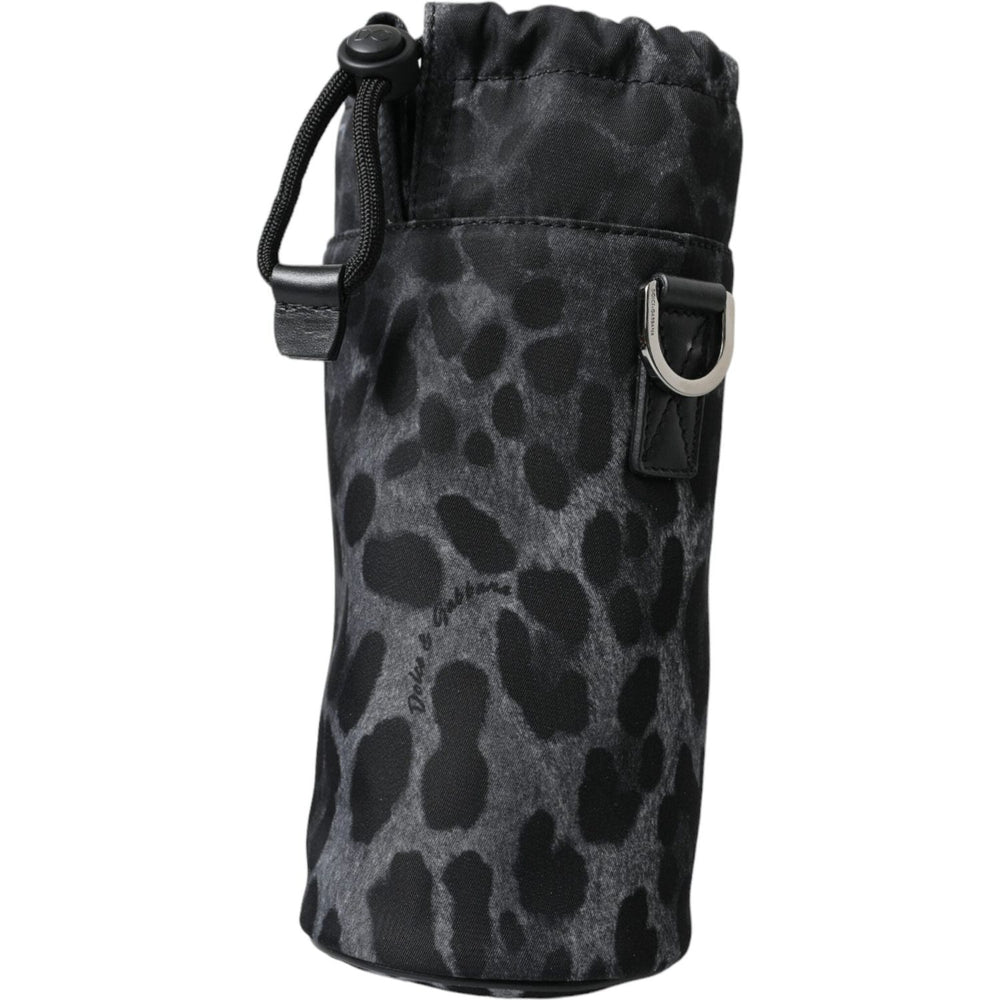 Dolce & Gabbana Black Leopard Round Slim Tote Bottle Cage Bag BAG1352