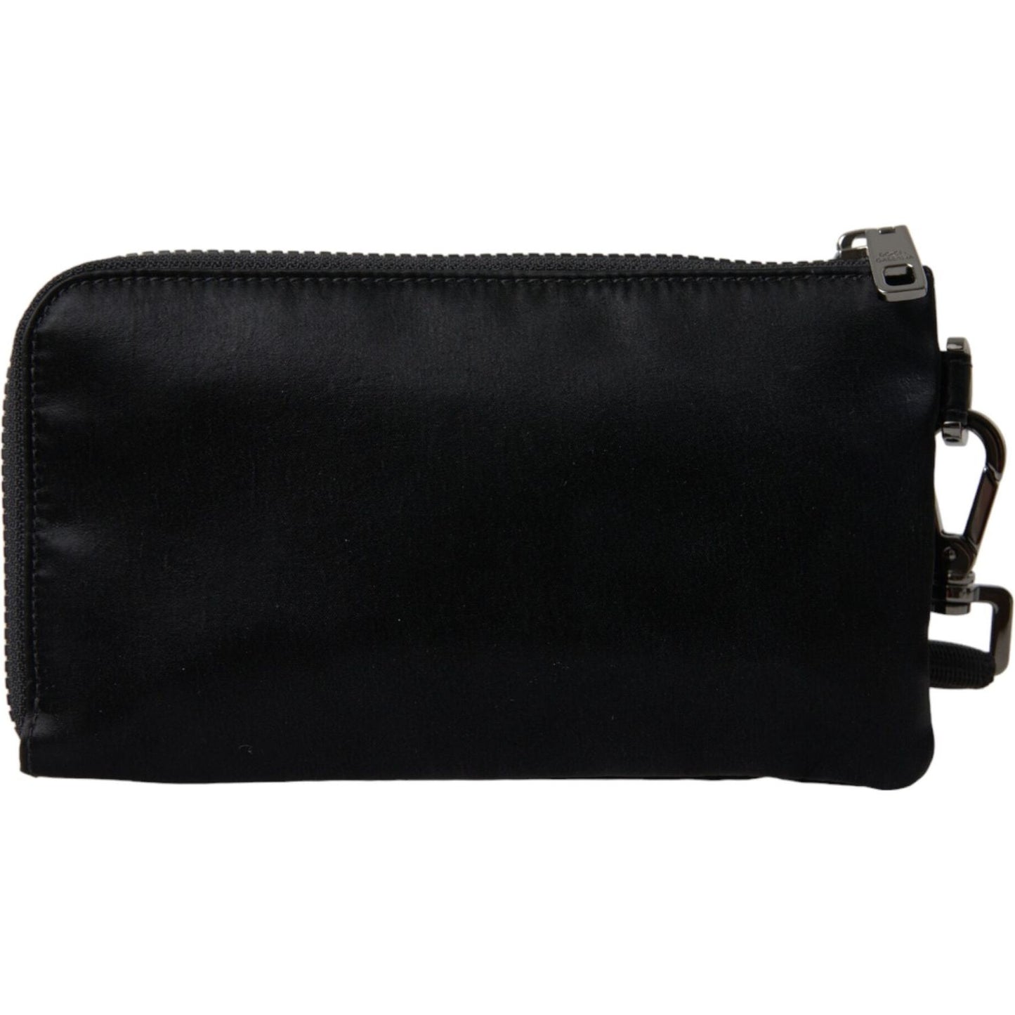 Dolce & Gabbana Black Nylon Logo Plaque Keyring Pouch Clutch Bag BAG1373