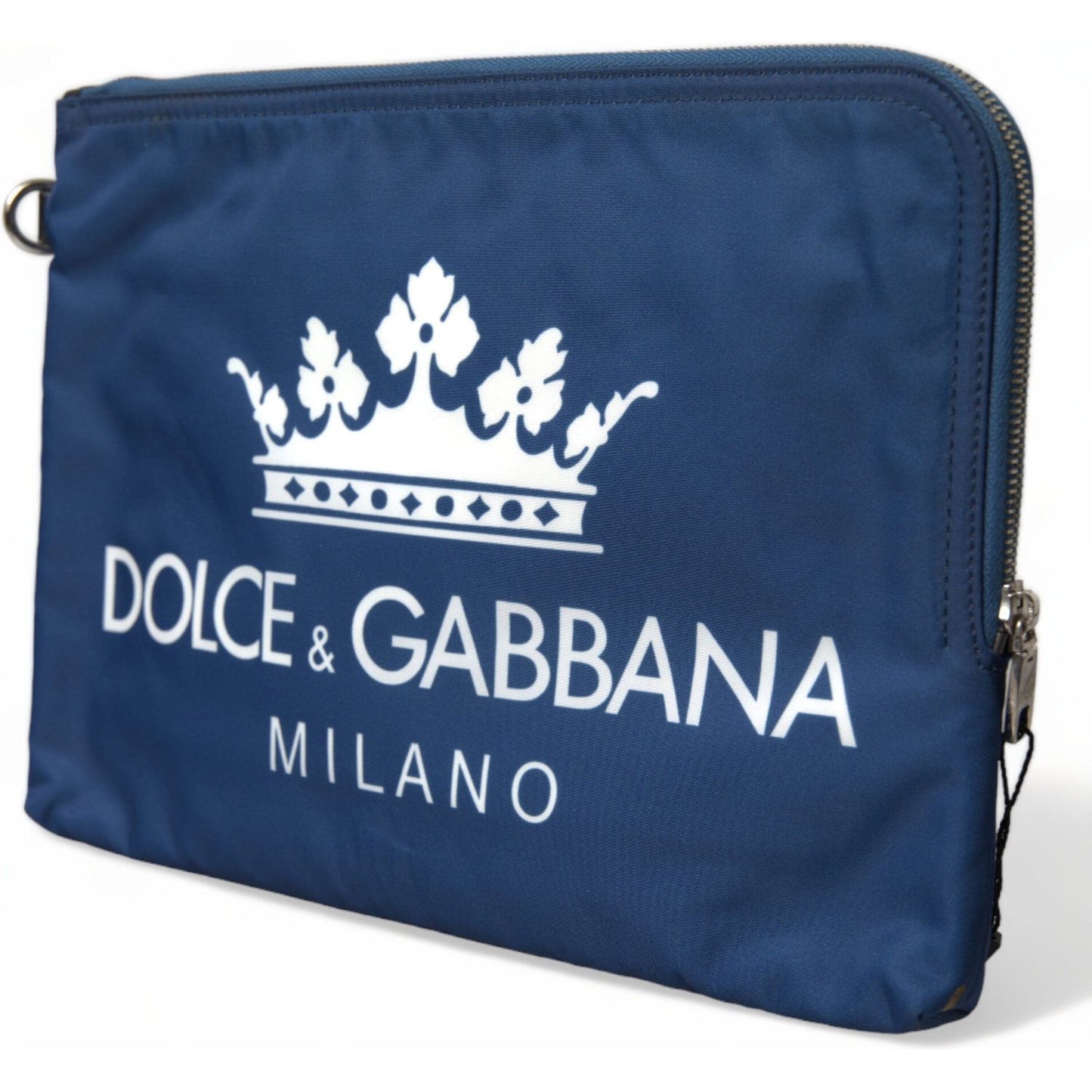 Dolce & Gabbana Blue DG Milano Print Nylon Pouch Clutch Men Bag BAG1376