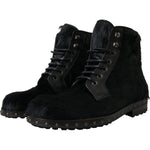Dolce & Gabbana Black Pony Style Leather Mid Calf Boots Shoes MV5538-40