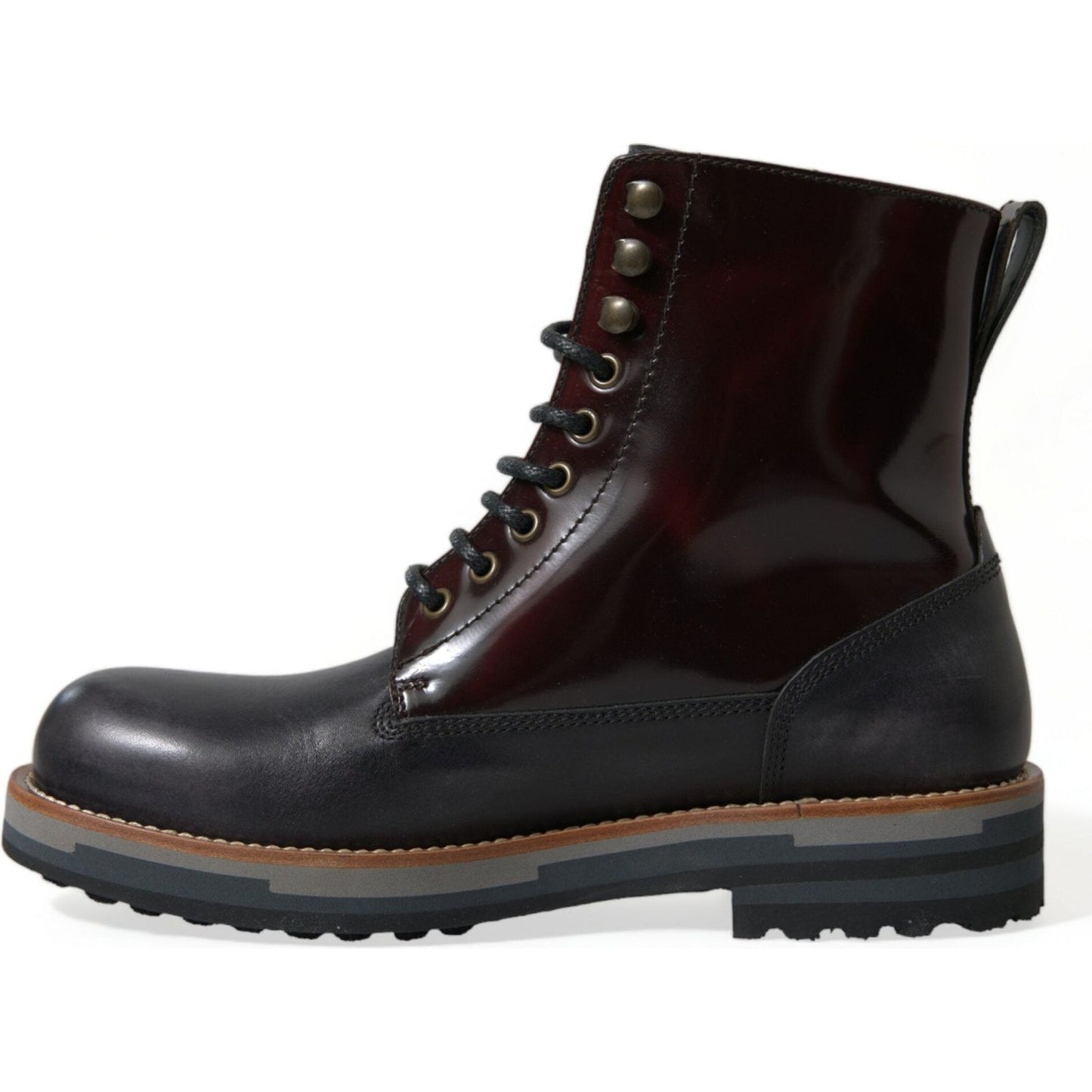 Dolce & Gabbana Black Leather Military Combat Boots Shoes MV5539-41.5