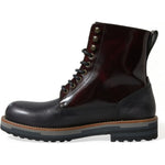 Dolce & Gabbana Black Leather Military Combat Boots Shoes MV5539-41.5