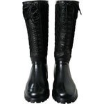 Dolce & Gabbana Black Chioggia Rubber Suede Rain Boots Shoes MV5589-44