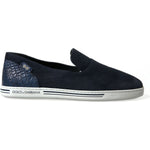 Dolce & Gabbana Blue Suede Caiman Loafers Saint Tropez Shoes MV5580-39