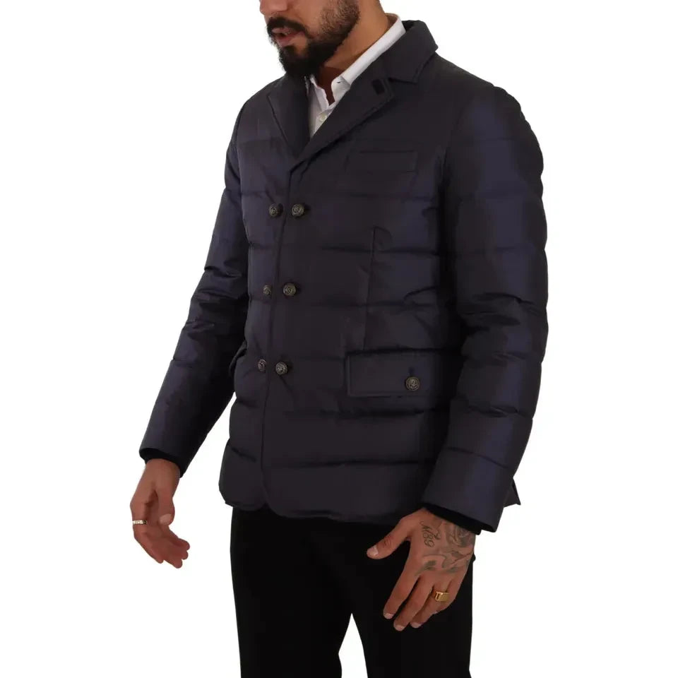 Dolce & Gabbana Blue Silk Goat Coat Blouson Winter Jacket JKT3300-IT44