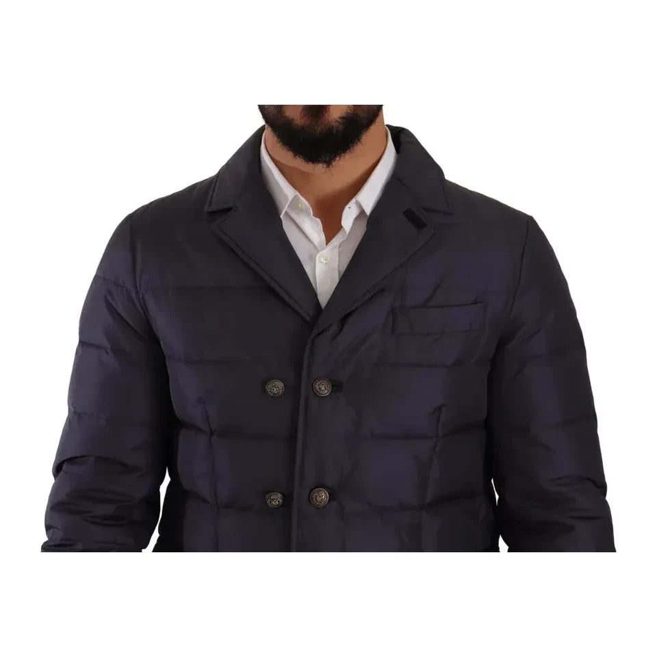 Dolce & Gabbana Blue Silk Goat Coat Blouson Winter Jacket JKT3300-IT44