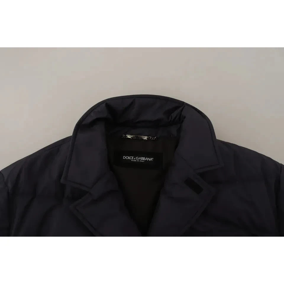 Dolce & Gabbana Blue Silk Goat Coat Blouson Winter Jacket JKT3300-IT44